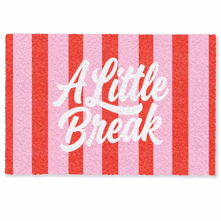 Deurmat - A Little Break - Strepen - Rood - Roze — 1