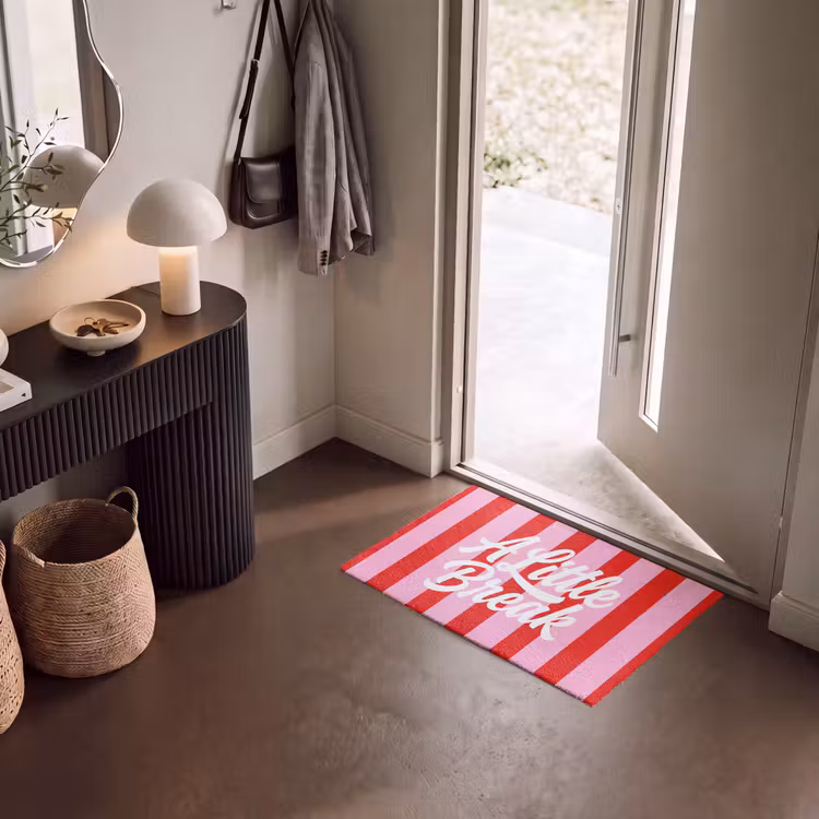 Deurmat - A Little Break - Strepen - Rood - Roze — 8
