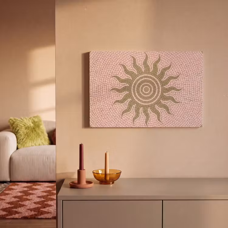 Canvas schilderij - Mozaïek - Zon - Patroon - Klassiek - Roze — 2