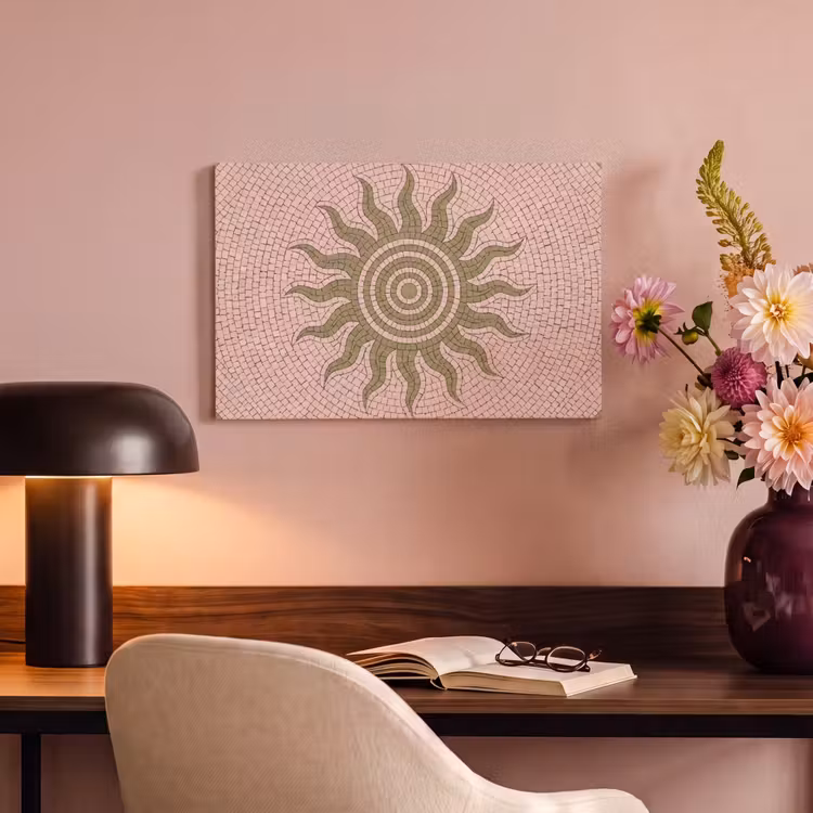 Canvas schilderij - Mozaïek - Zon - Patroon - Klassiek - Roze — 4
