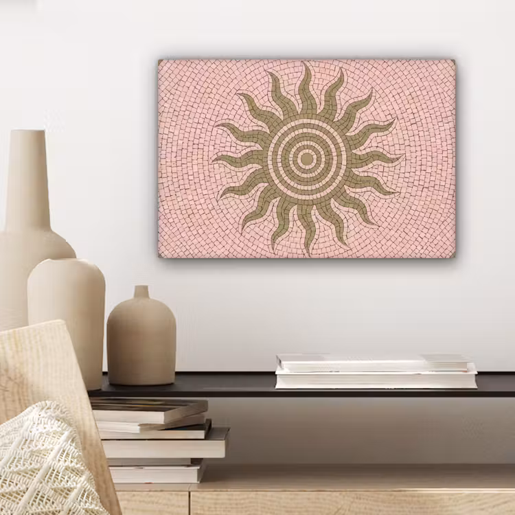 Canvas schilderij - Mozaïek - Zon - Patroon - Klassiek - Roze — 5