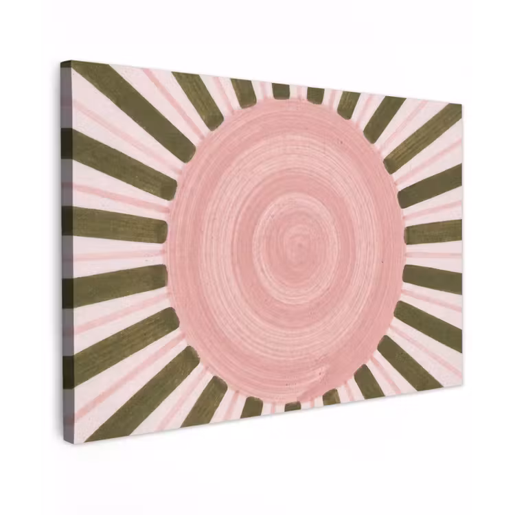 Canvas schilderij - Patroon - Cirkel - Stralen - Abstract - Roze — 1