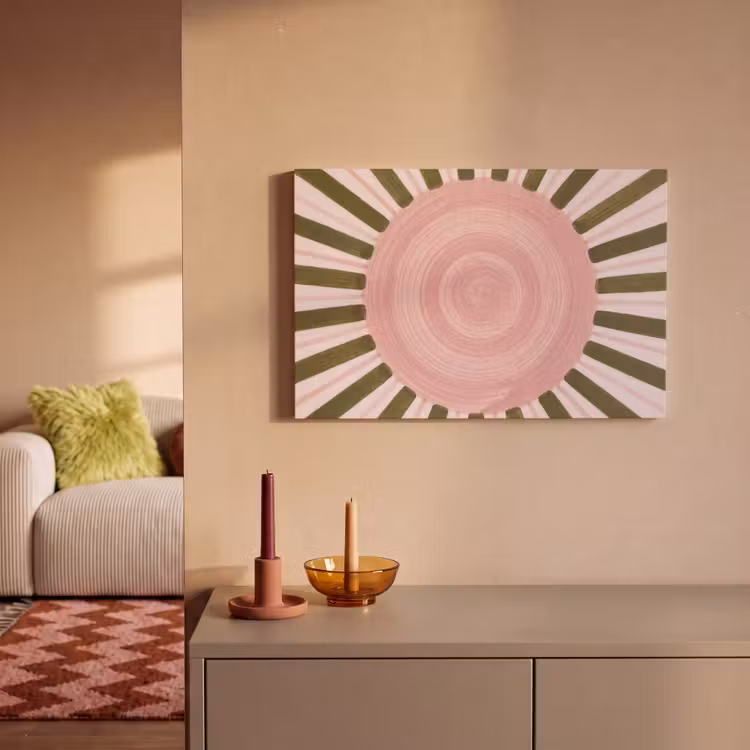 Canvas schilderij - Patroon - Cirkel - Stralen - Abstract - Roze — 2