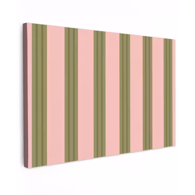 Canvas schilderij - Patroon - Strepen - Abstract - Roze - Groen — 1
