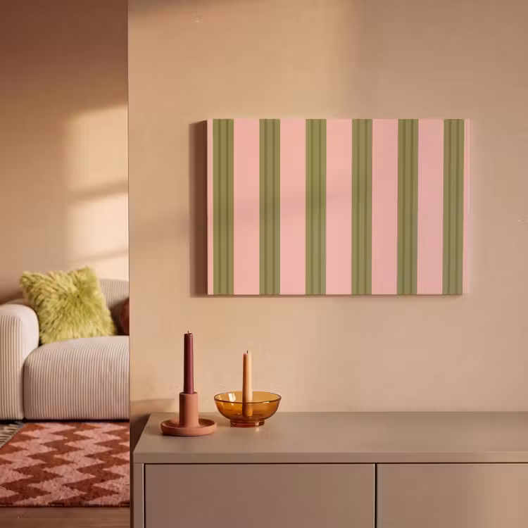 Canvas schilderij - Patroon - Strepen - Abstract - Roze - Groen — 2