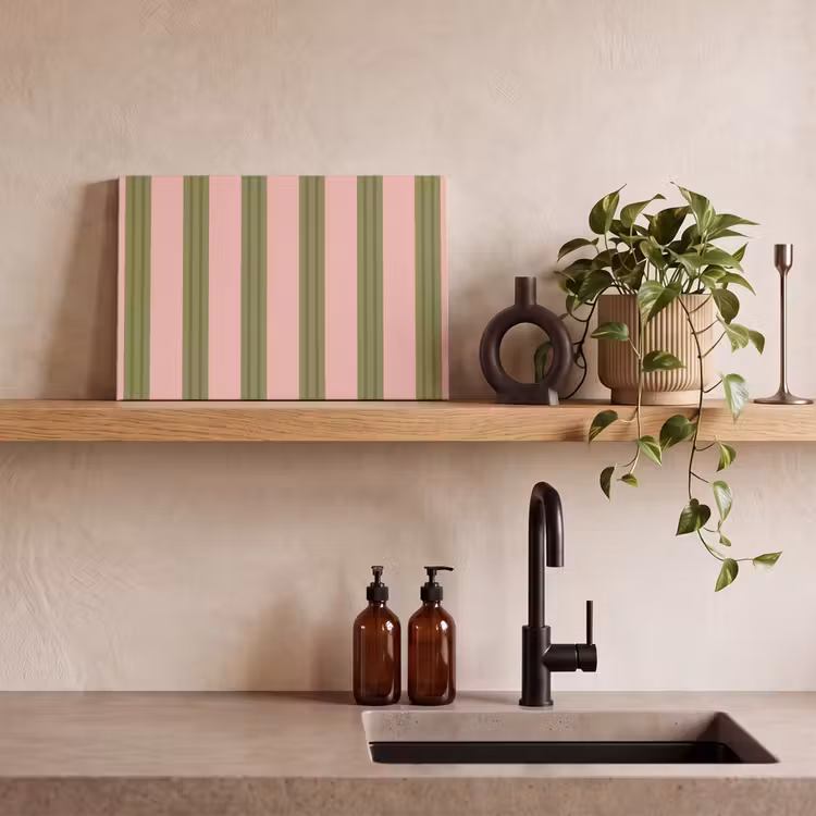 Canvas schilderij - Patroon - Strepen - Abstract - Roze - Groen — 3