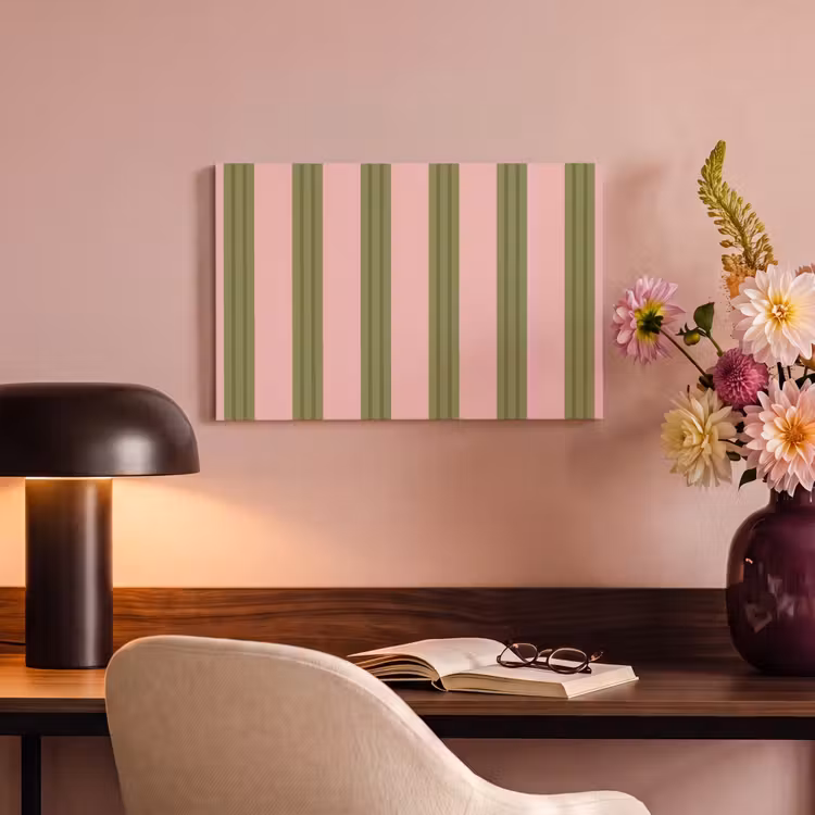Canvas schilderij - Patroon - Strepen - Abstract - Roze - Groen — 4