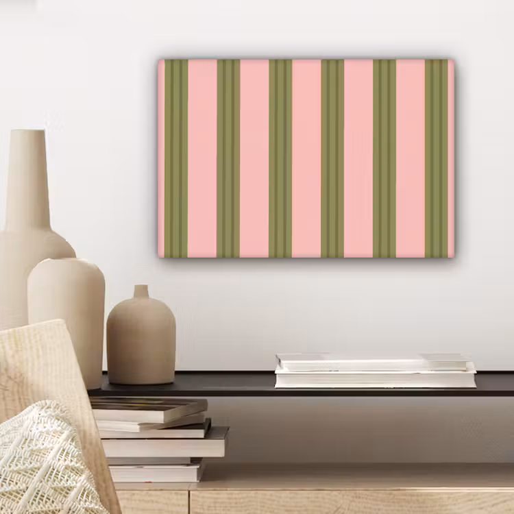 Canvas schilderij - Patroon - Strepen - Abstract - Roze - Groen — 5
