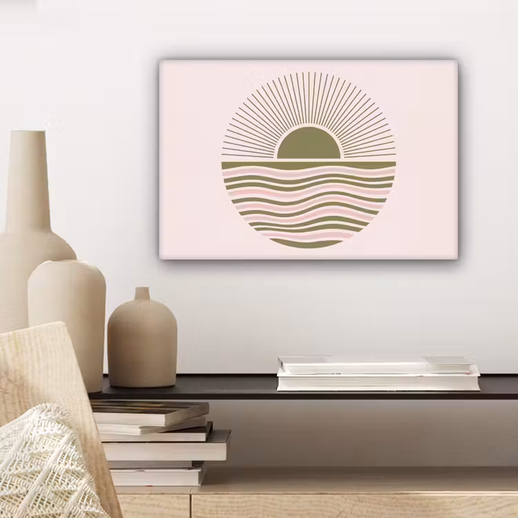 Canvas schilderij - Zon - Zee - Abstract - Modern - Roze — 5