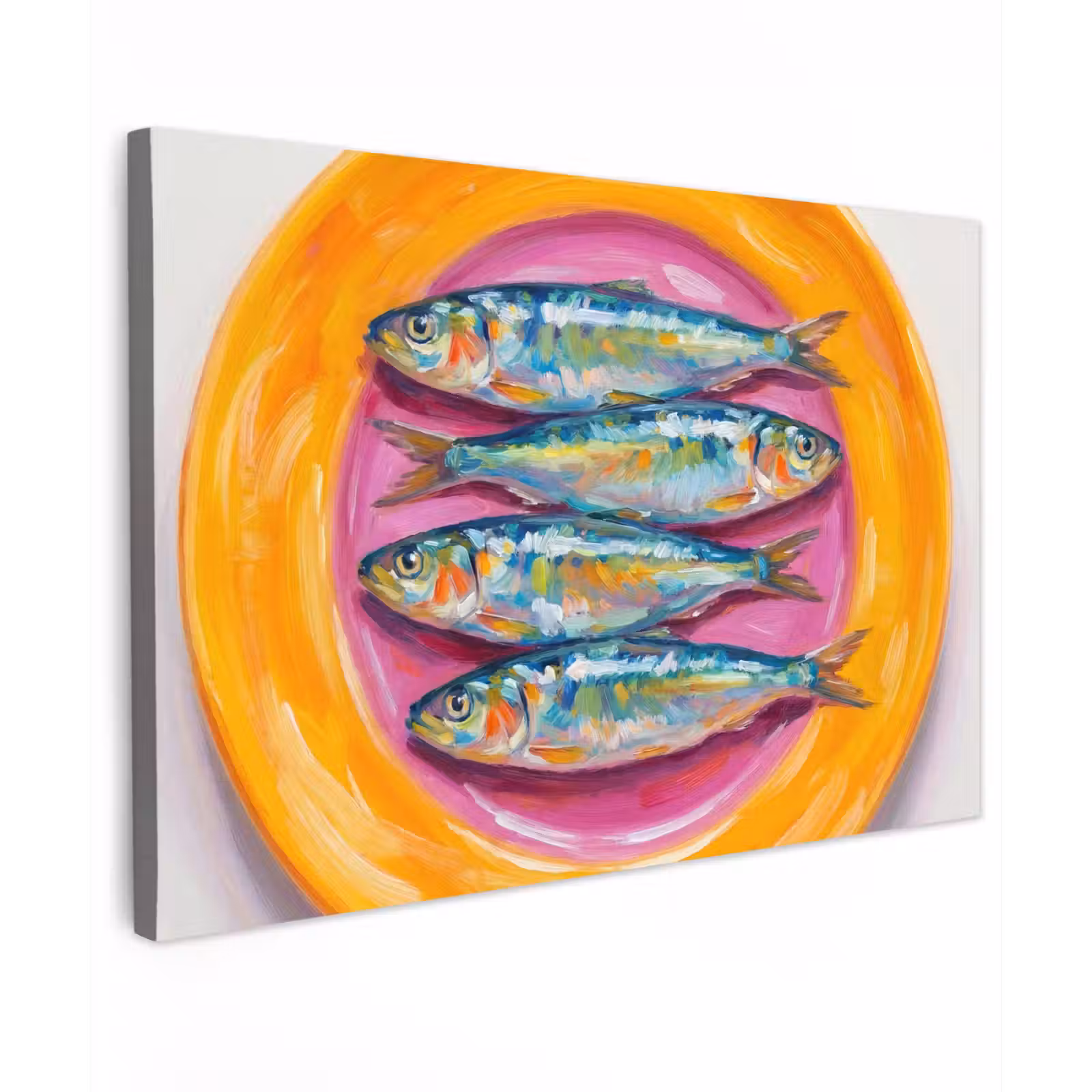 Canvas schilderij - Vis - Vier - Eten - Modern - Kleurrijk — 1