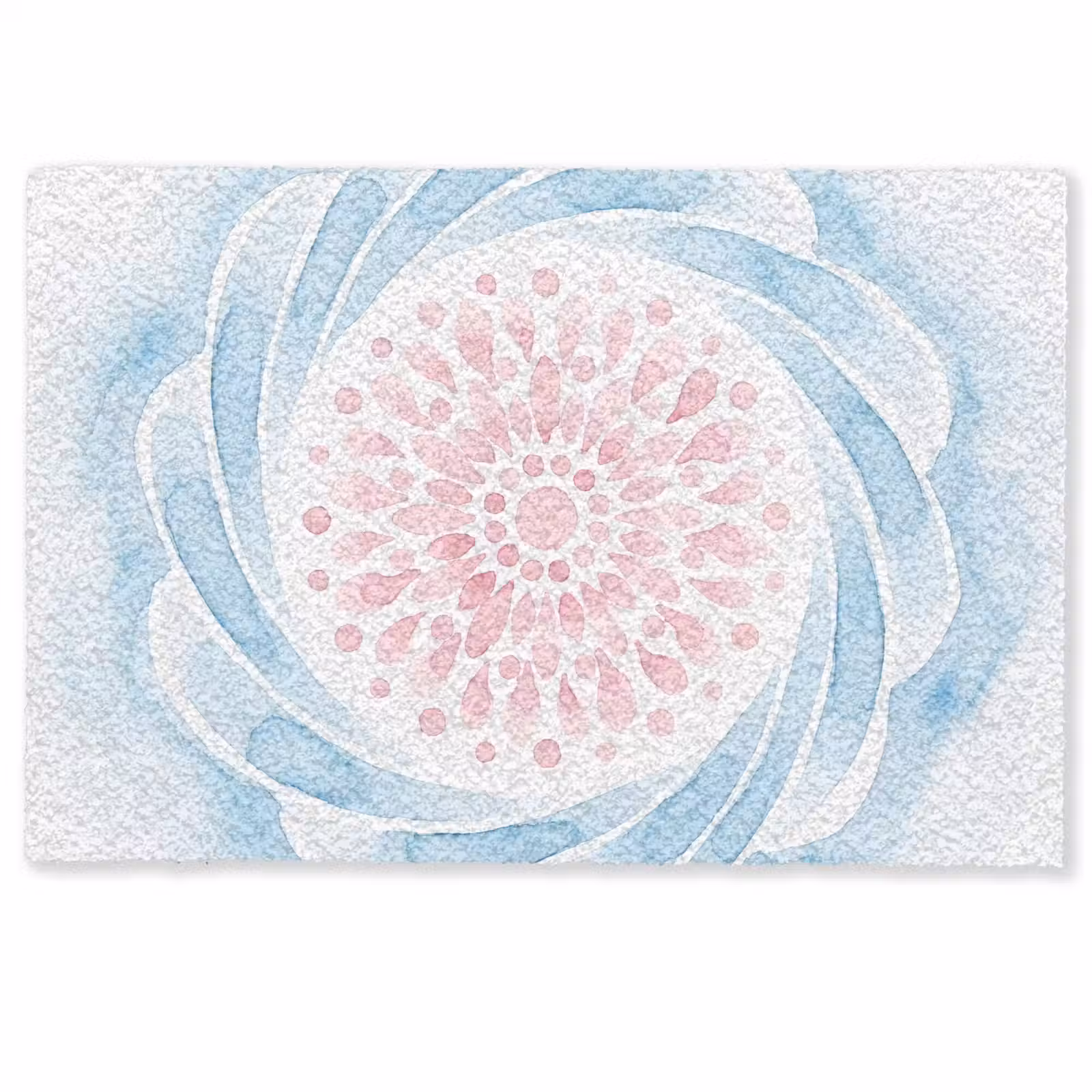 Deurmat - Abstract - Bloemvorm - Aquarel - Roze - Blauw — 1