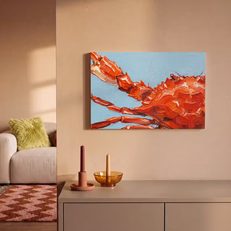 Canvas schilderij - Krab - Zee - Dieren - Abstract - Rood — 2