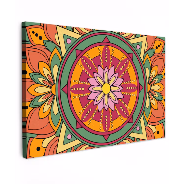 Canvas schilderij - Mandala - Bloemen - Abstract - Kleurrijk — 1
