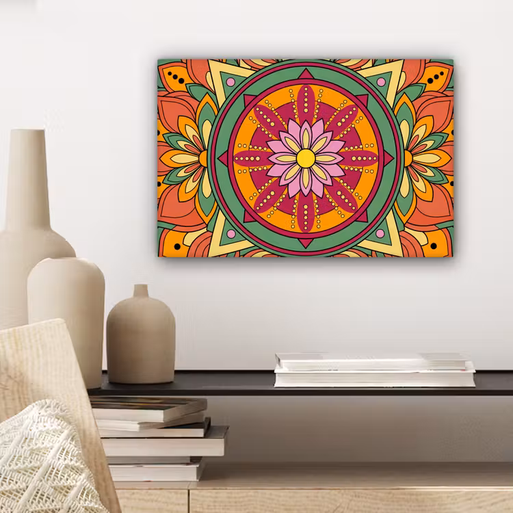 Canvas schilderij - Mandala - Bloemen - Abstract - Kleurrijk — 5