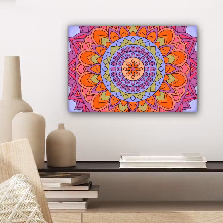 Canvas schilderij - Mandala - Cirkel - Abstract - Kleurrijk - Patroon — 5