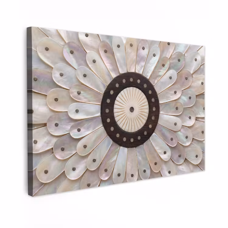 Canvas schilderij - Parelmoer - Patroon - Decoratie - Ambacht - Wit — 1