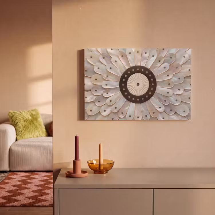Canvas schilderij - Parelmoer - Patroon - Decoratie - Ambacht - Wit — 2