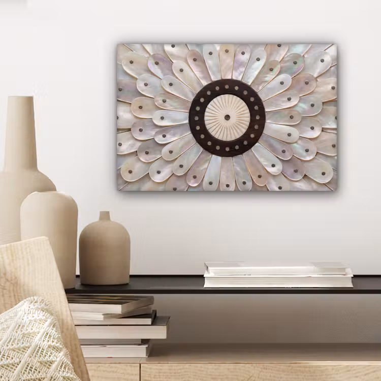 Canvas schilderij - Parelmoer - Patroon - Decoratie - Ambacht - Wit — 5