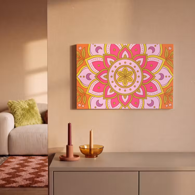 Canvas schilderij - Patroon - Bloemmotief - Decoratie - Abstract - Roze — 2