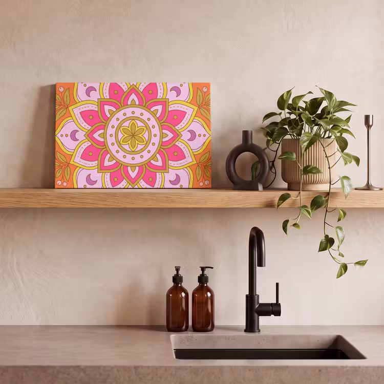 Canvas schilderij - Patroon - Bloemmotief - Decoratie - Abstract - Roze — 3