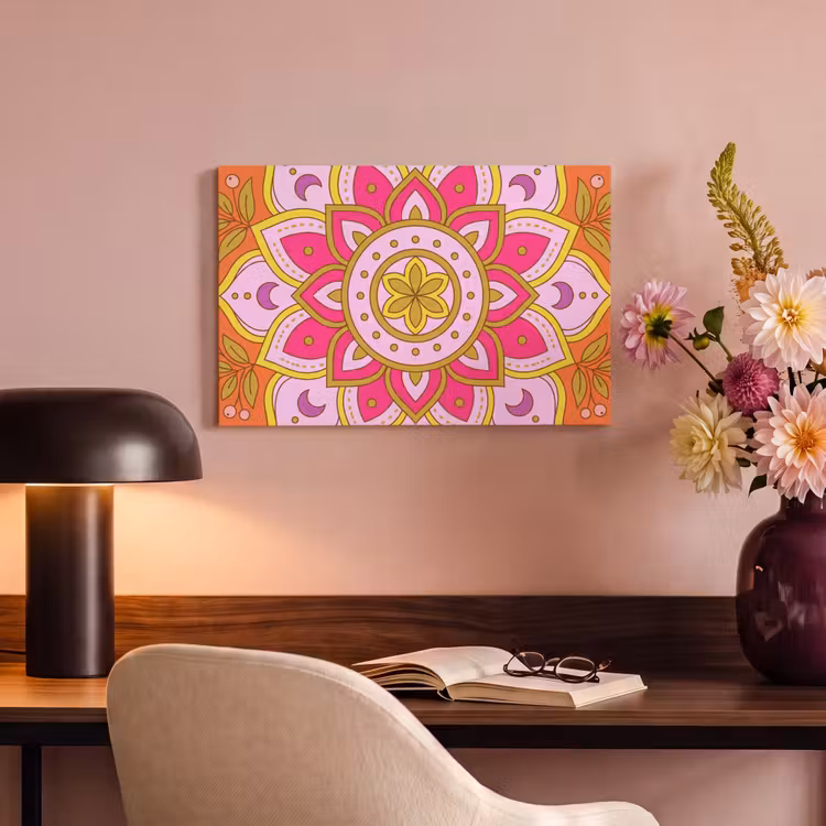 Canvas schilderij - Patroon - Bloemmotief - Decoratie - Abstract - Roze — 4