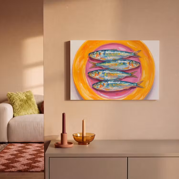 Canvas schilderij - Vis - Vier - Eten - Modern - Kleurrijk — 2