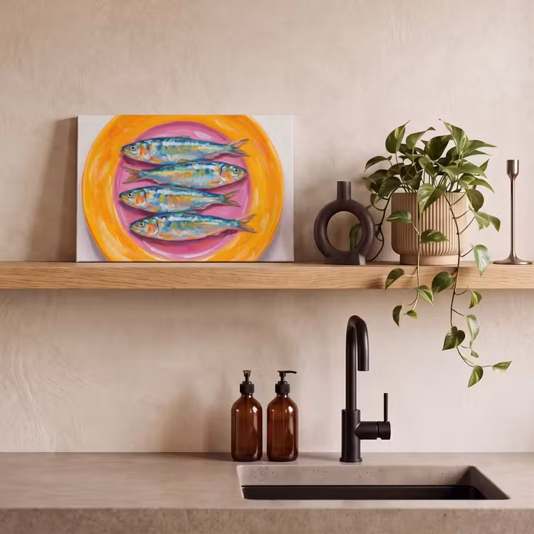 Canvas schilderij - Vis - Vier - Eten - Modern - Kleurrijk — 3