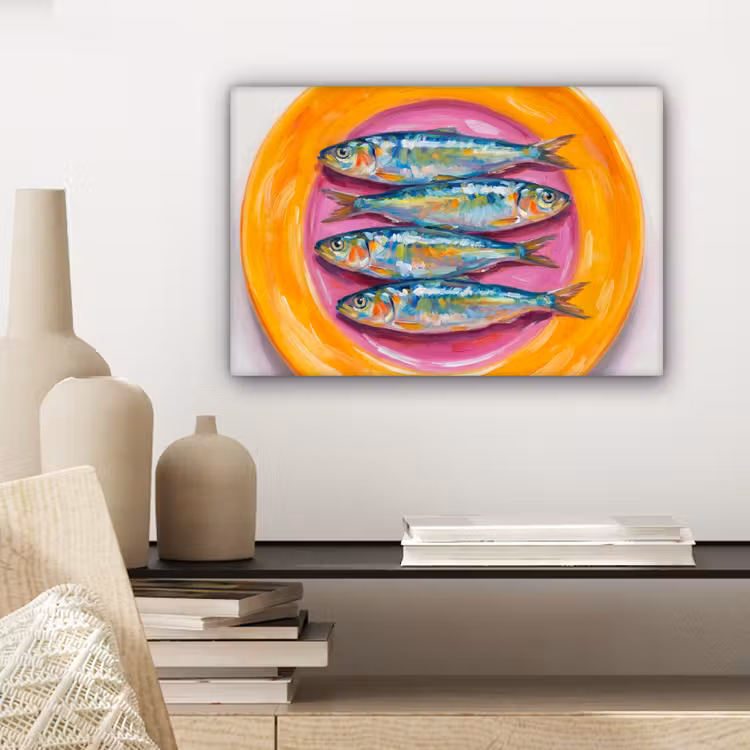 Canvas schilderij - Vis - Vier - Eten - Modern - Kleurrijk — 5
