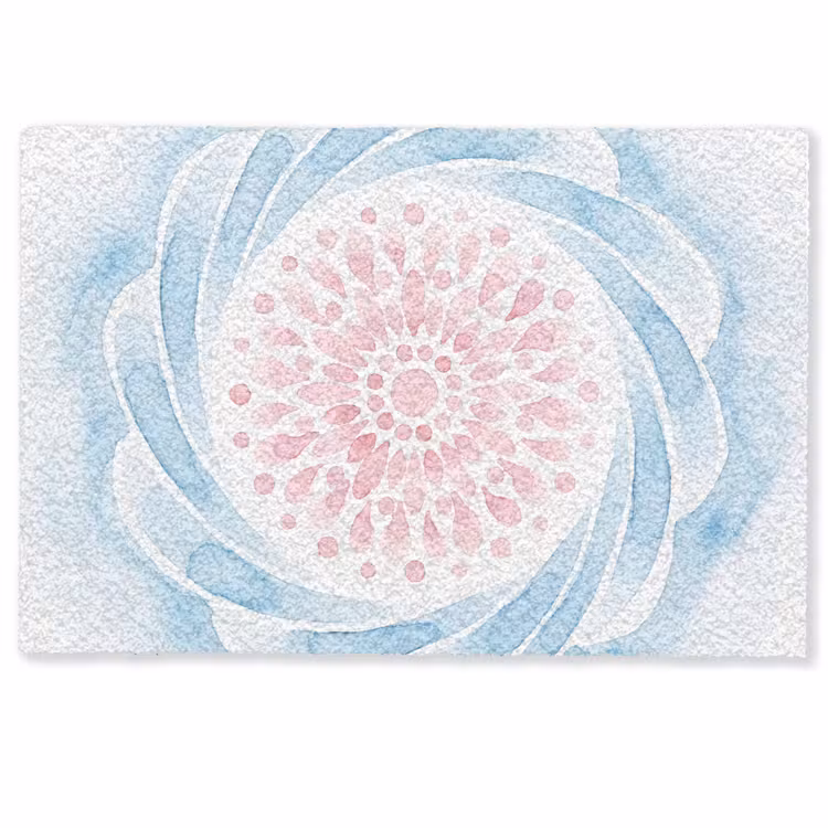 Deurmat - Abstract - Bloemvorm - Aquarel - Roze - Blauw — 1