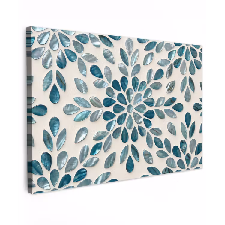 Canvas schilderij - Patroon - Bladeren - Abstract - Modern - Turquoise — 1