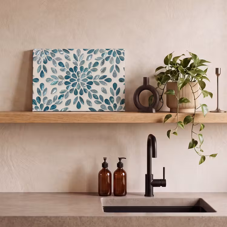 Canvas schilderij - Patroon - Bladeren - Abstract - Modern - Turquoise — 3