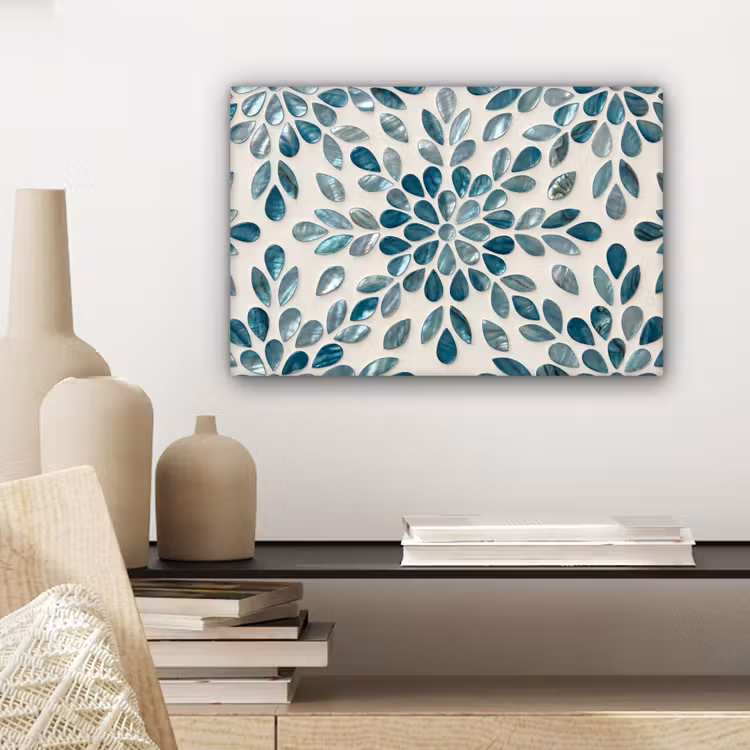 Canvas schilderij - Patroon - Bladeren - Abstract - Modern - Turquoise — 5