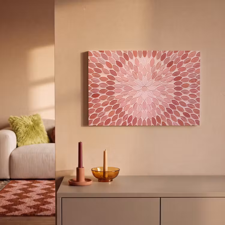 Canvas schilderij - Patroon - Mozaïek - Ovaal - Abstract - Roze — 2