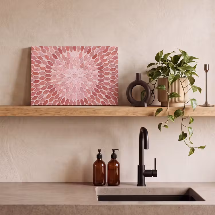 Canvas schilderij - Patroon - Mozaïek - Ovaal - Abstract - Roze — 3