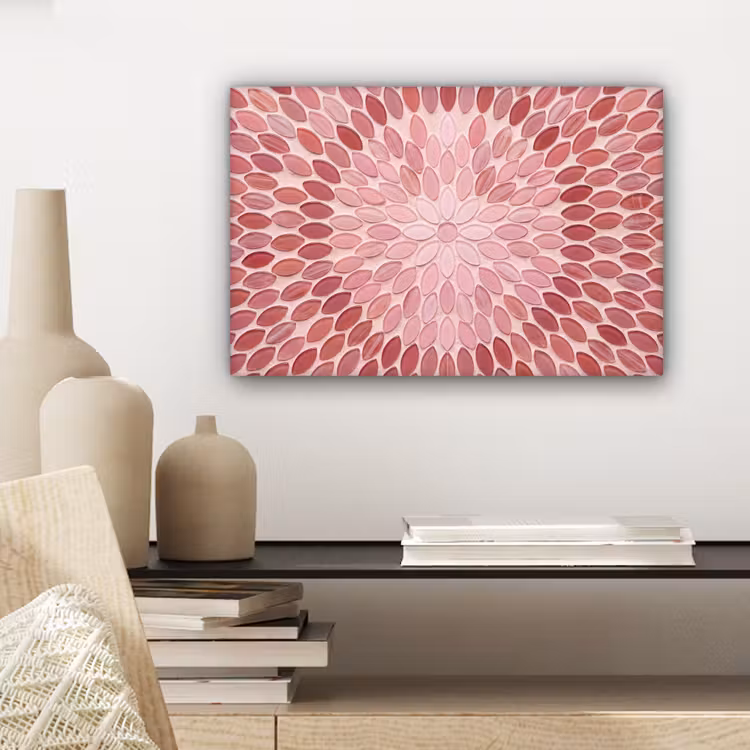 Canvas schilderij - Patroon - Mozaïek - Ovaal - Abstract - Roze — 5