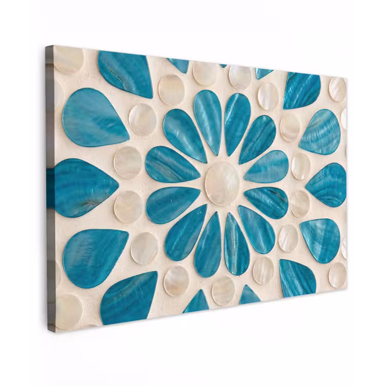 Canvas schilderij - Patroon - Mozaïek - Schelpen - Abstract - Turquoise — 1