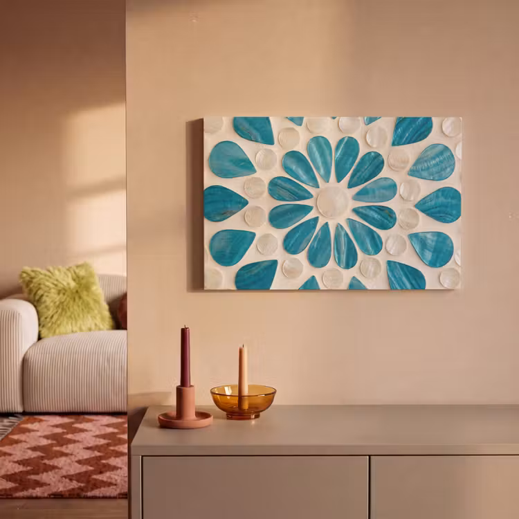 Canvas schilderij - Patroon - Mozaïek - Schelpen - Abstract - Turquoise — 2