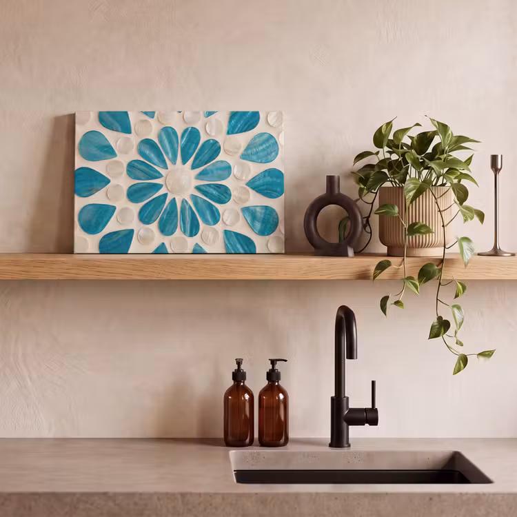 Canvas schilderij - Patroon - Mozaïek - Schelpen - Abstract - Turquoise — 3