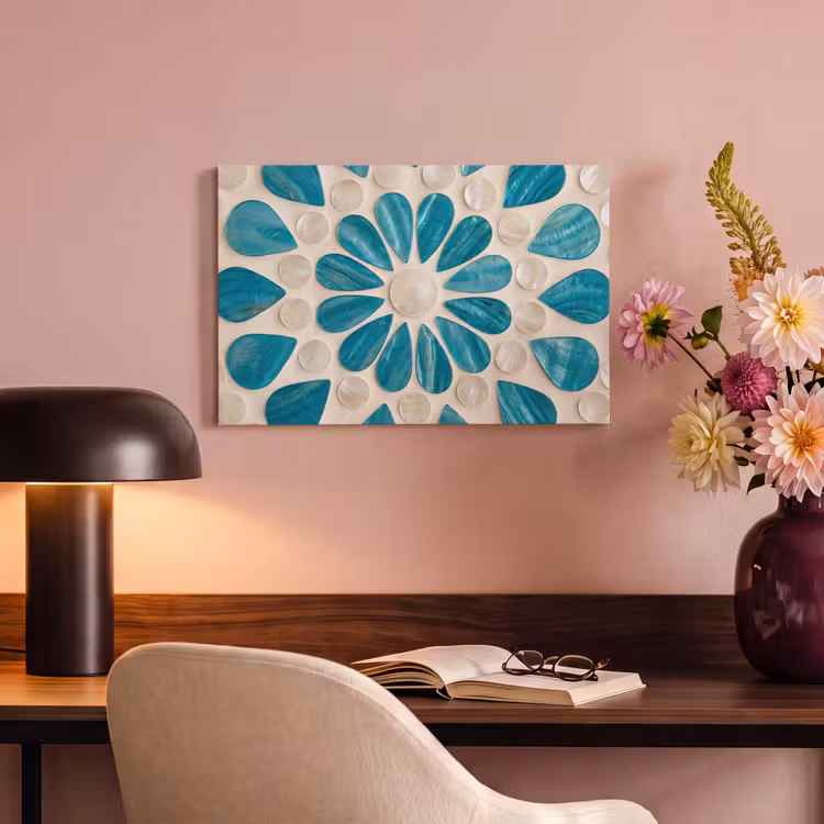 Canvas schilderij - Patroon - Mozaïek - Schelpen - Abstract - Turquoise — 4