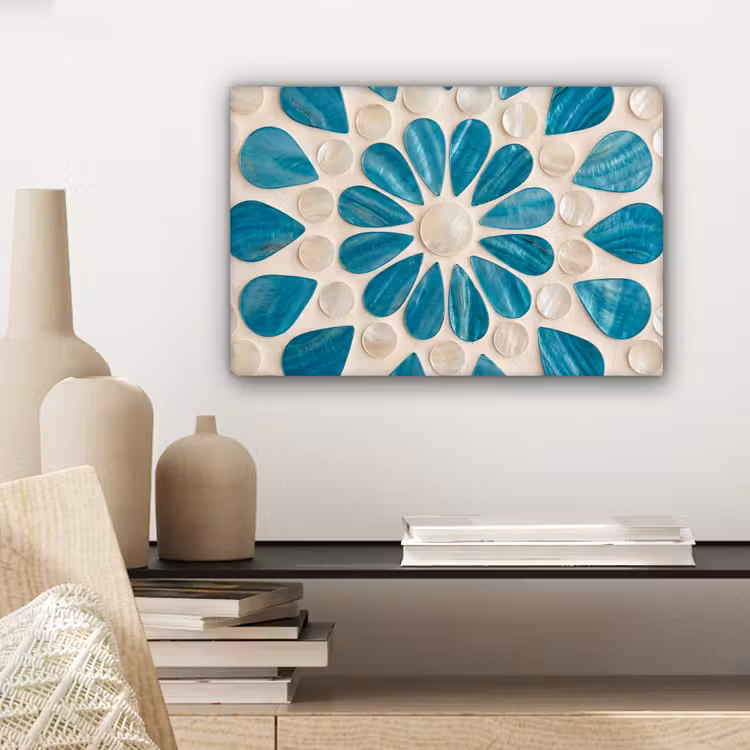 Canvas schilderij - Patroon - Mozaïek - Schelpen - Abstract - Turquoise — 5