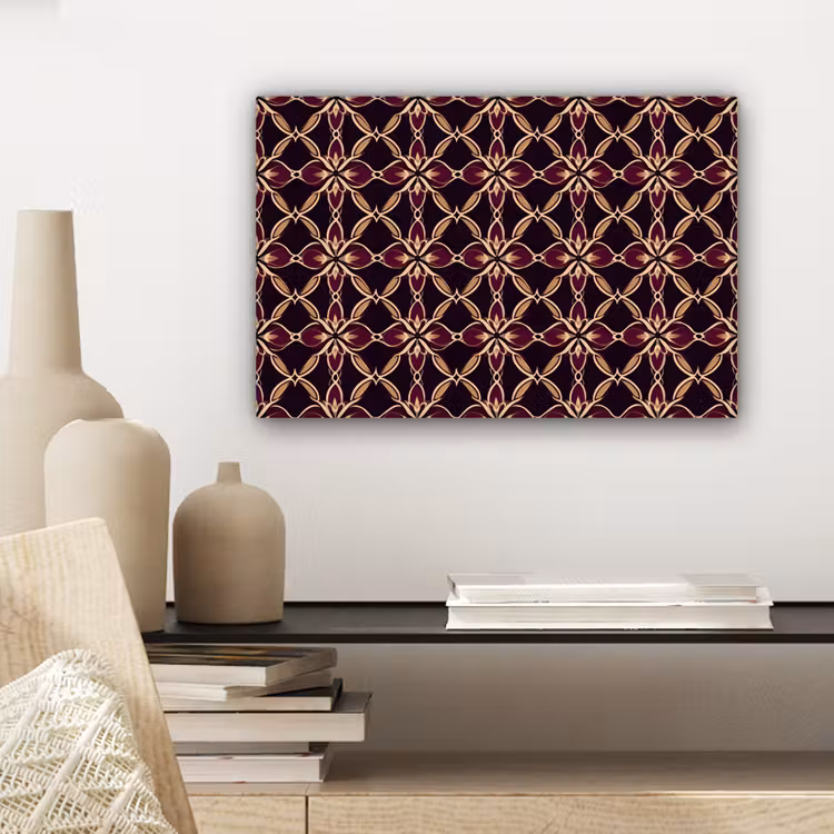 Canvas schilderij - Symmetrisch - Tegel - Burgundy — 5