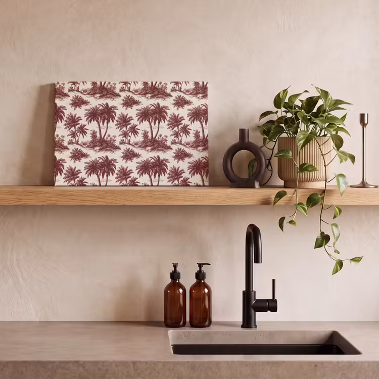Canvas schilderij - Tropisch - Geometrisch - Bordeauxrood — 3