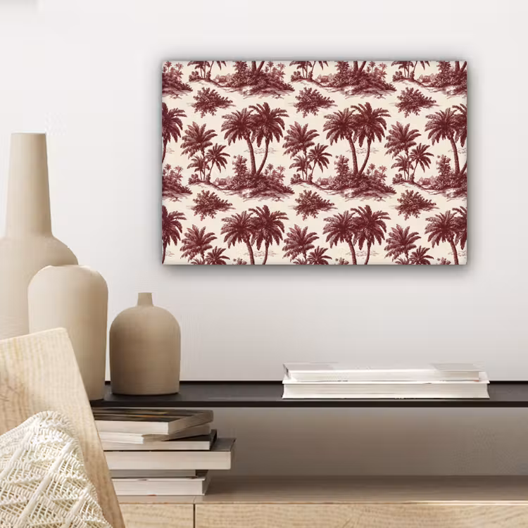 Canvas schilderij - Tropisch - Geometrisch - Bordeauxrood — 5