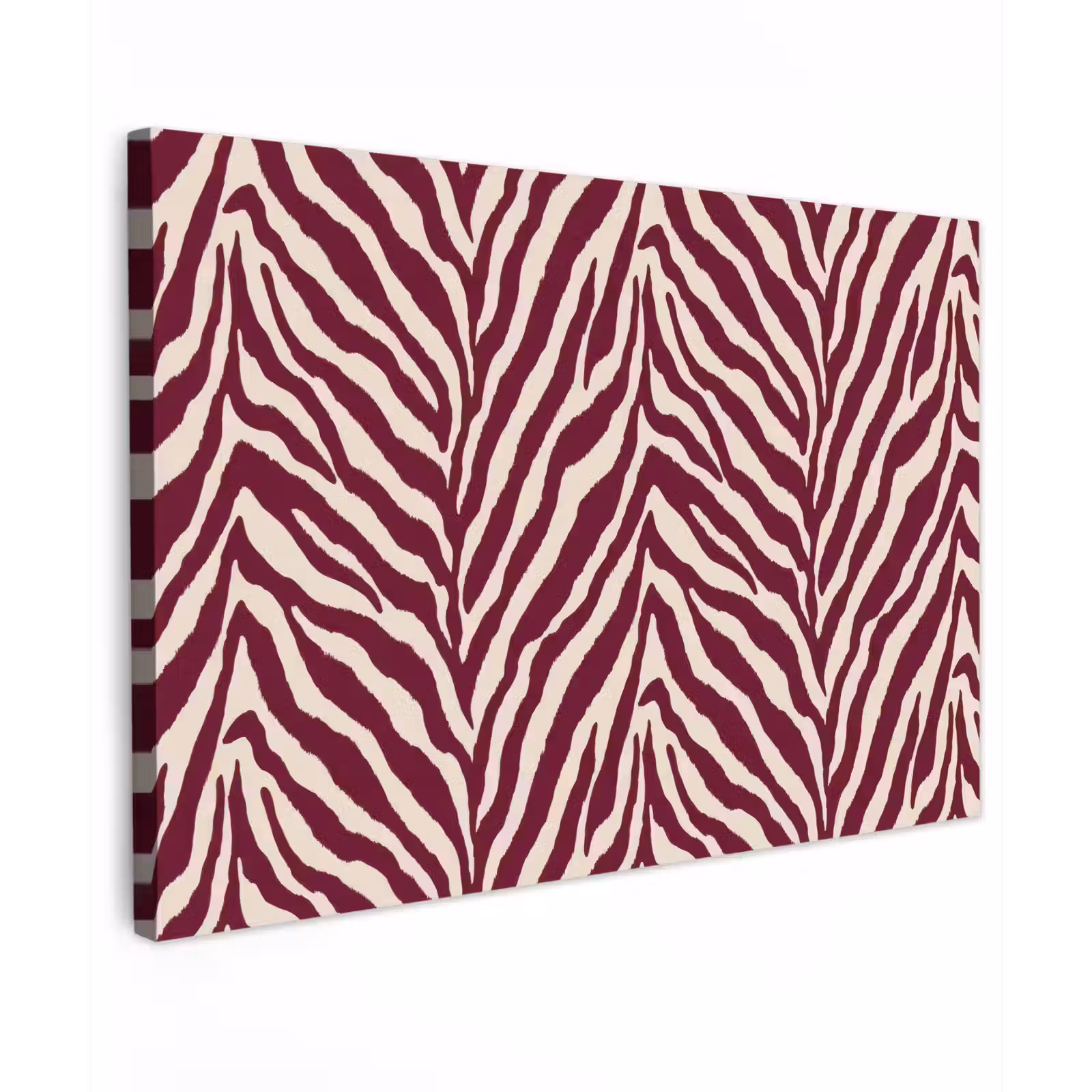 Canvas schilderij - Zebra - Motief - Bordeaux - Rood — 1