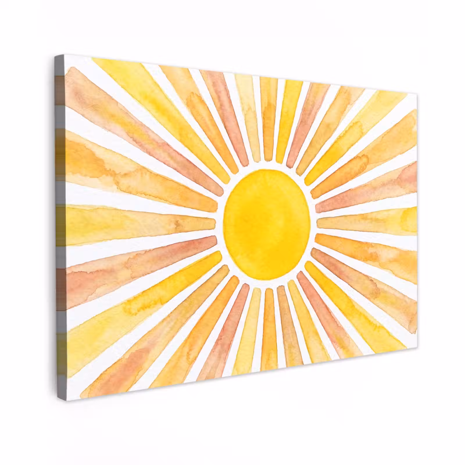 Canvas schilderij - Zon - Stralen - Aquarel - Geel - Abstract — 1