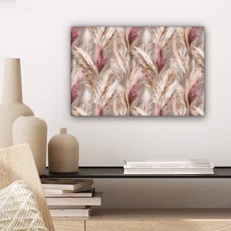 Canvas schilderij - Pampasgras - Pluizig - Kleurrijk — 5