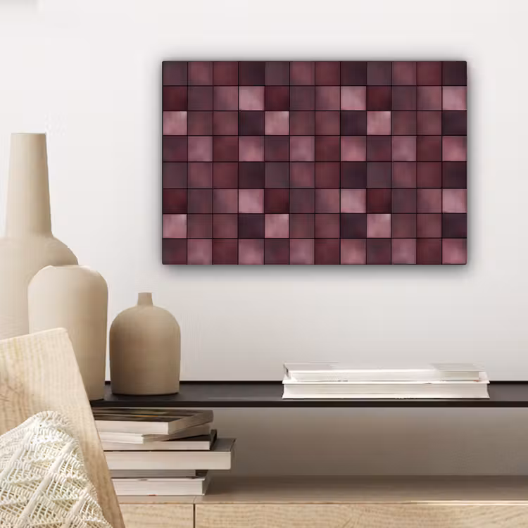 Canvas schilderij - Vierkant - Tegel - Patroon - Paars — 5