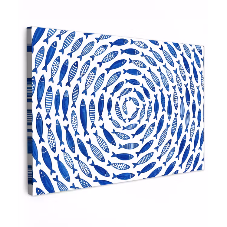 Canvas schilderij - Vis - Patroon - Onderwater - Abstract - Blauw — 1