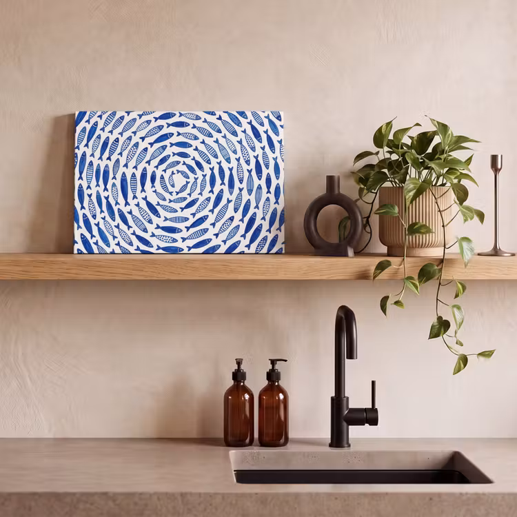 Canvas schilderij - Vis - Patroon - Onderwater - Abstract - Blauw — 3
