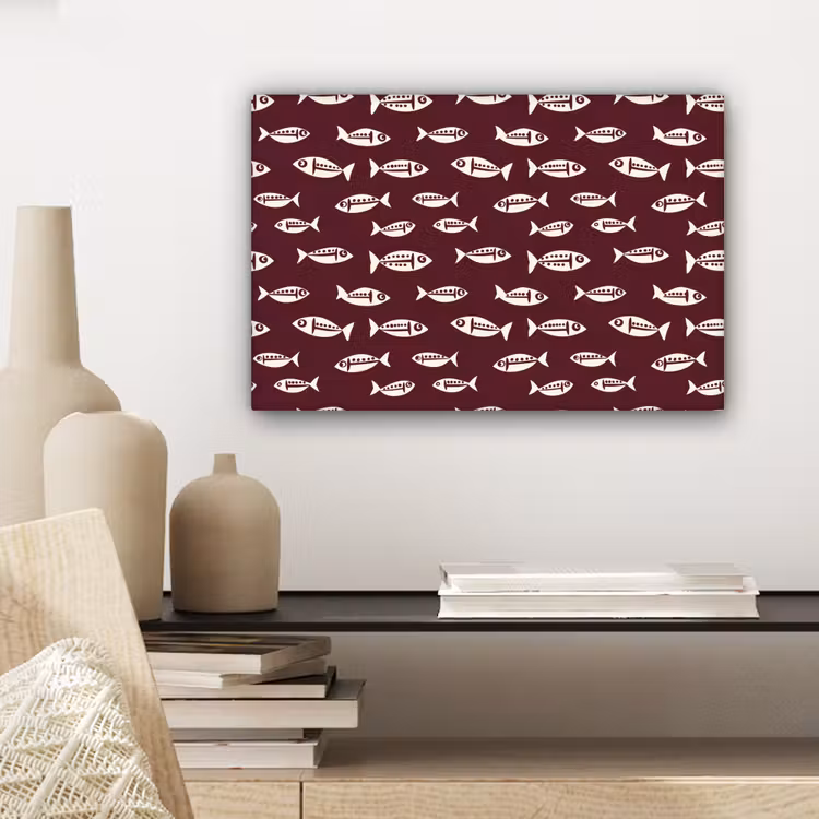 Canvas schilderij - Vissen - Grafisch - Patroon - Donker — 5